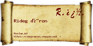 Rideg Áron névjegykártya